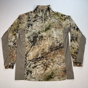 Cabela's Zonz Western 1/4 Zip Men's XL Beige Camo SuperTec Medalist Perforated